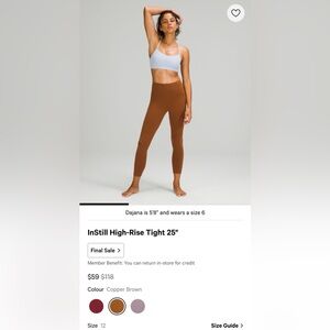 Lululemon InStill High-Rise Tight 25" - Dark Olive